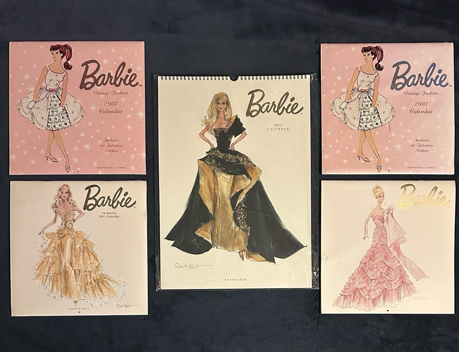 Lot Of 5 Barbie Graphique Wall Calendars •2007x2 •2011 •2012 •2013