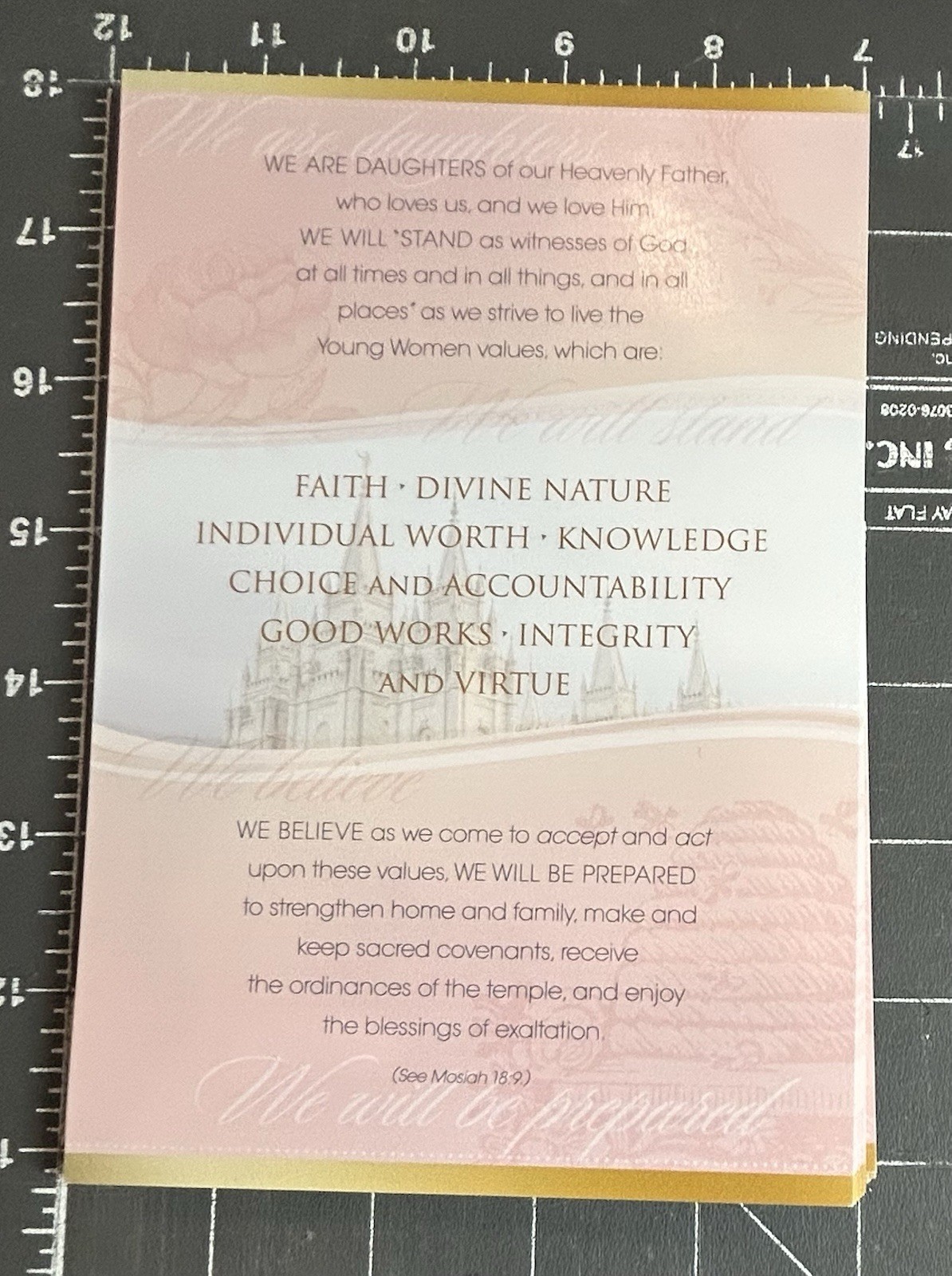 Jesus LDS Church Mormon Young Women’s YW Youth Theme Values Classes Symbols Card