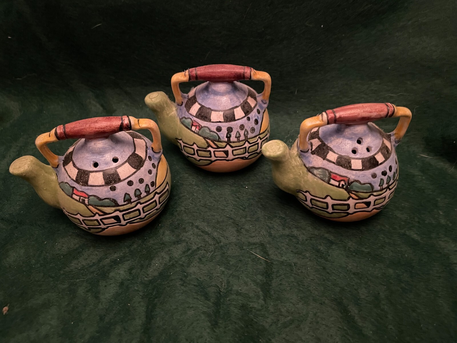 Ceramic Teapot Salt & Pepper Shakers & Toothpick Holder Perfect Tiny Teapots
