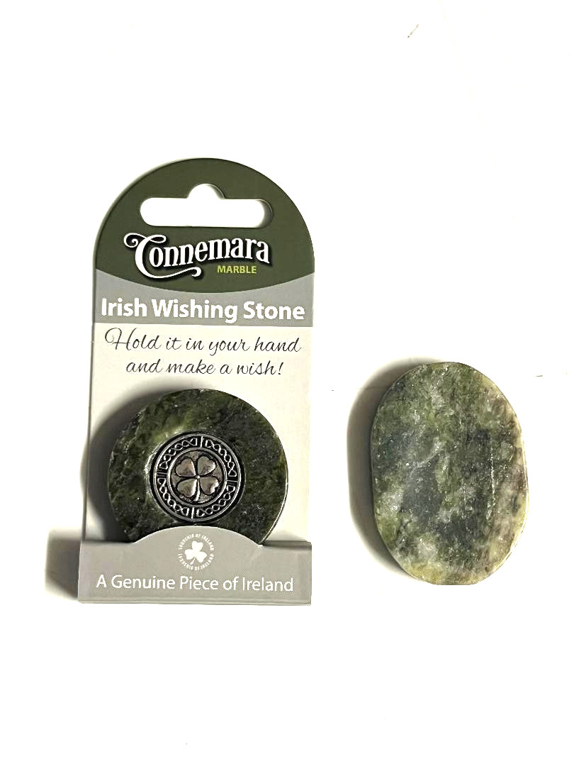 J.C. Walsh Connemara Marble Irish WORRY Stone & SHAMROCK WISHING STONE SET/2 J.C. Walsh Connemara Marble Irish WORRY Stone & SHAMROCK WISHING STONE SET/2