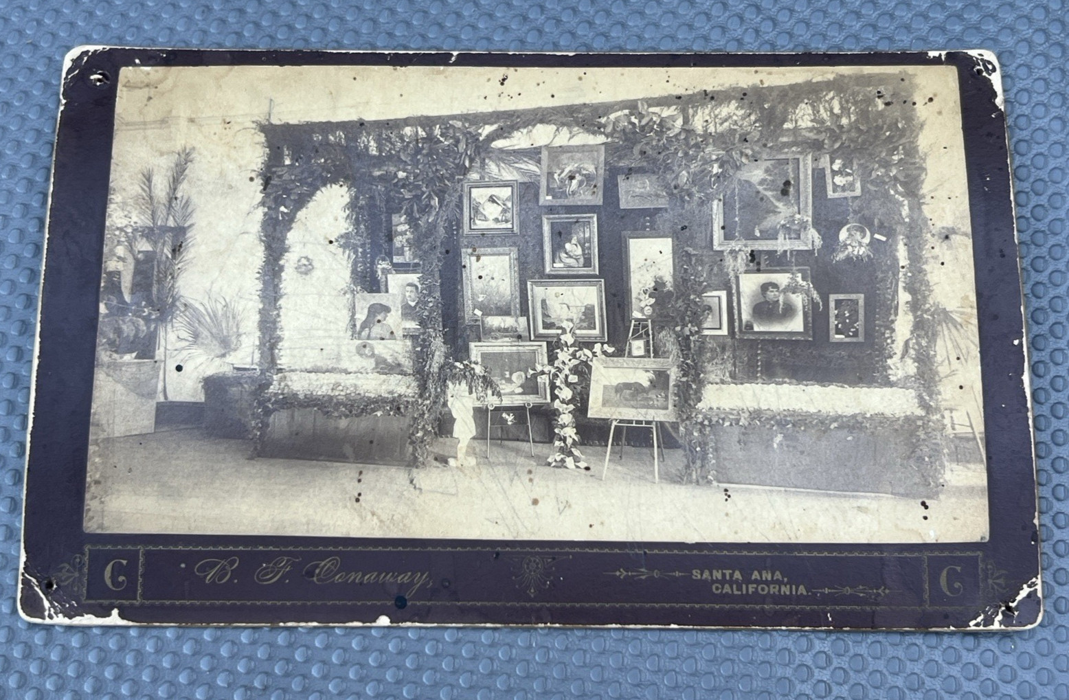 1888 Conaway Cabinet Photograph Historical 1st Art Exhibit In Santa Ana OC Cal.