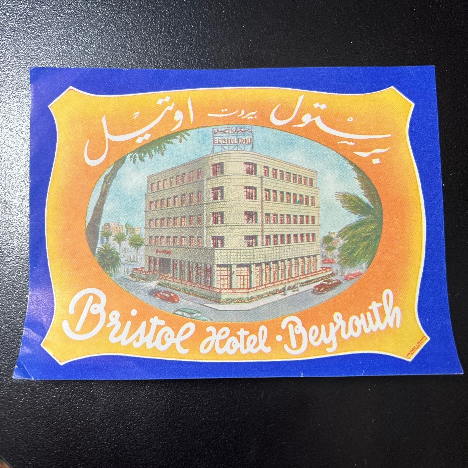 Lebanon Hotel Bristol Luggage Label Beyrouth Beirut Vintage
