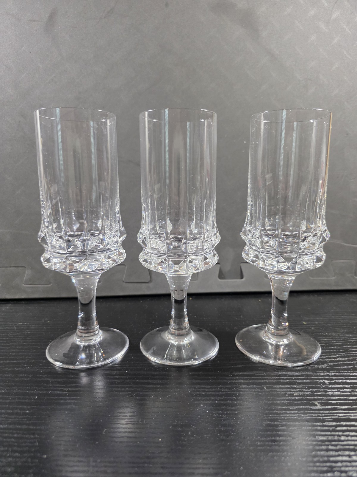 Rosenthal Holdfast Crystal Fluted Champagne Glasses Set of 3 Germany 7.75\