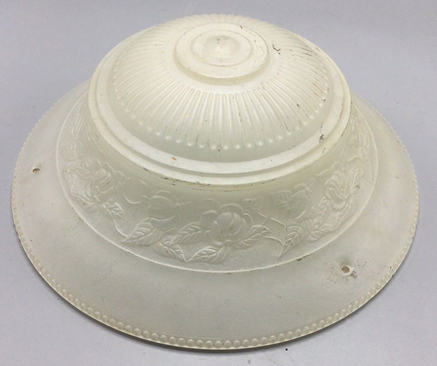 Vintage Frosted Floral Glass, 3 Chain Hole Ceiling Light Fixture Shade, 10 1/2”