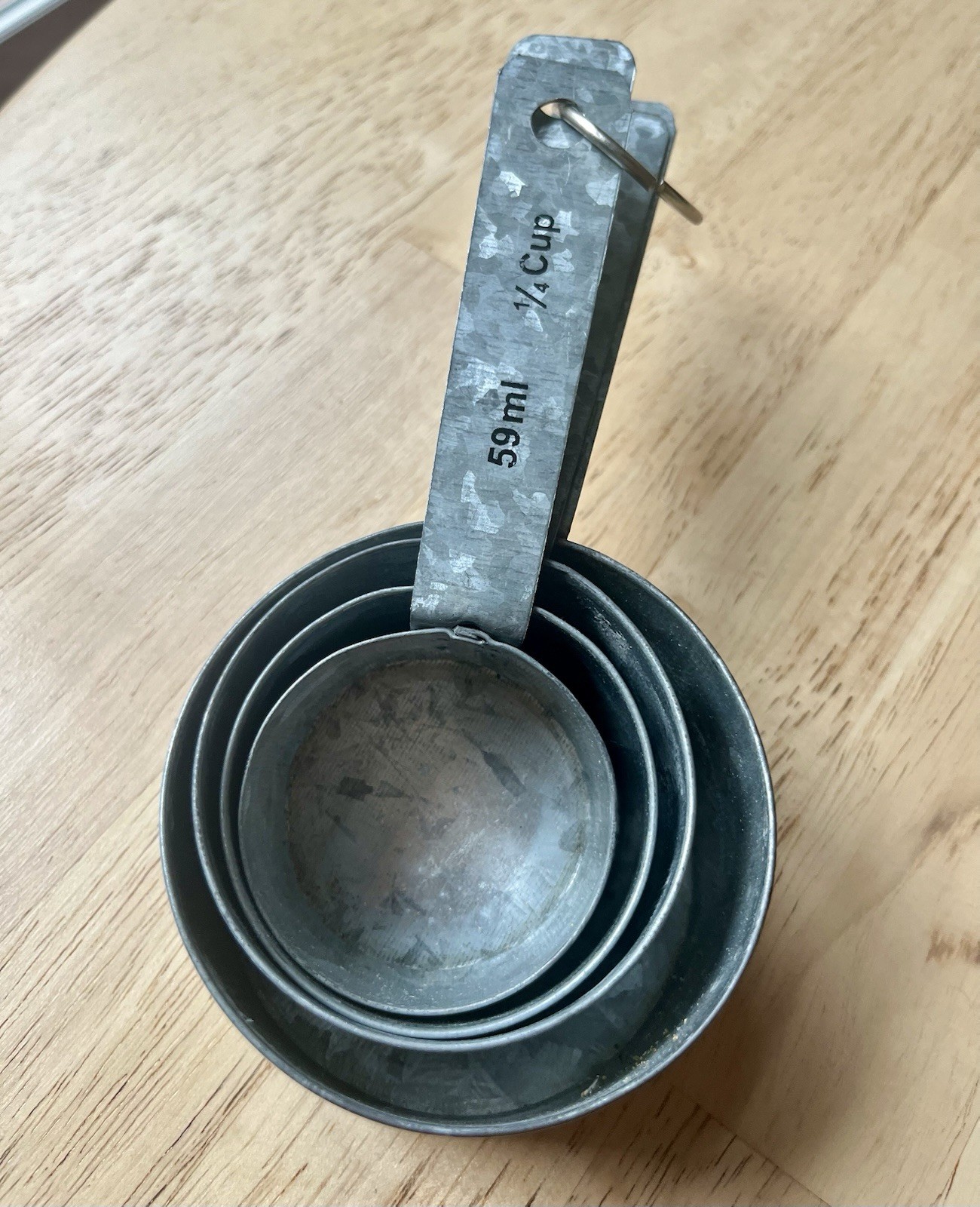 Vintage Galvanized Metal Measuring Cup Set