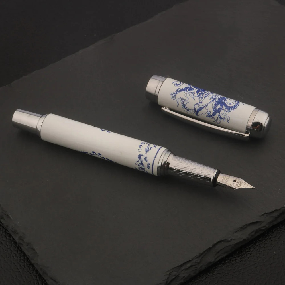 Jinhao 955 Fountain Pen & Converter, Medium Nib, Porcelain Design, Blue Dragon Jinhao 955 Fountain Pen & Converter, Medium Nib, Porcelain Design, Blue Dragon