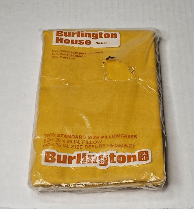 Vintage Burlington House No-Iron Yellow Two Standard Pillowcases [New]