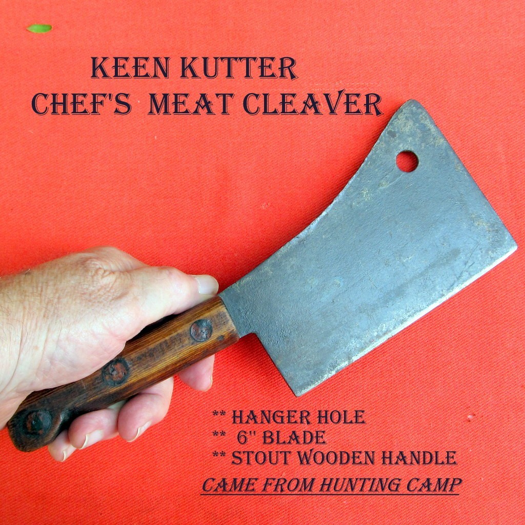 VTG. Keen Kutter Chef\'s Cleaver Healed Stout Wood Handle 6\' Blade 