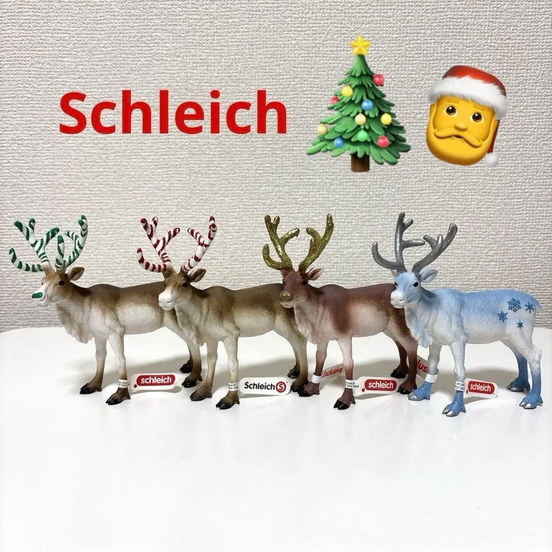 Schleich Christmas Limited tagged Reindeer set of 4 pieces From Japan
