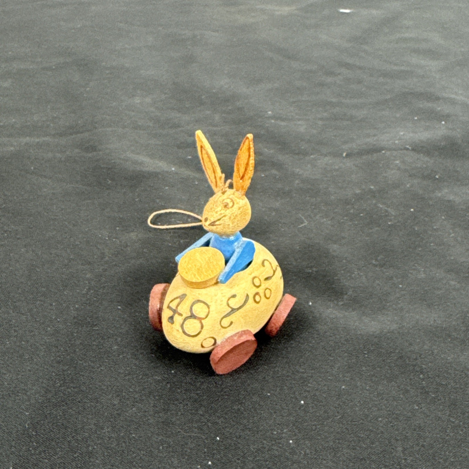 Vtg. Wooden Easter Rabbit With Car Folk Art 