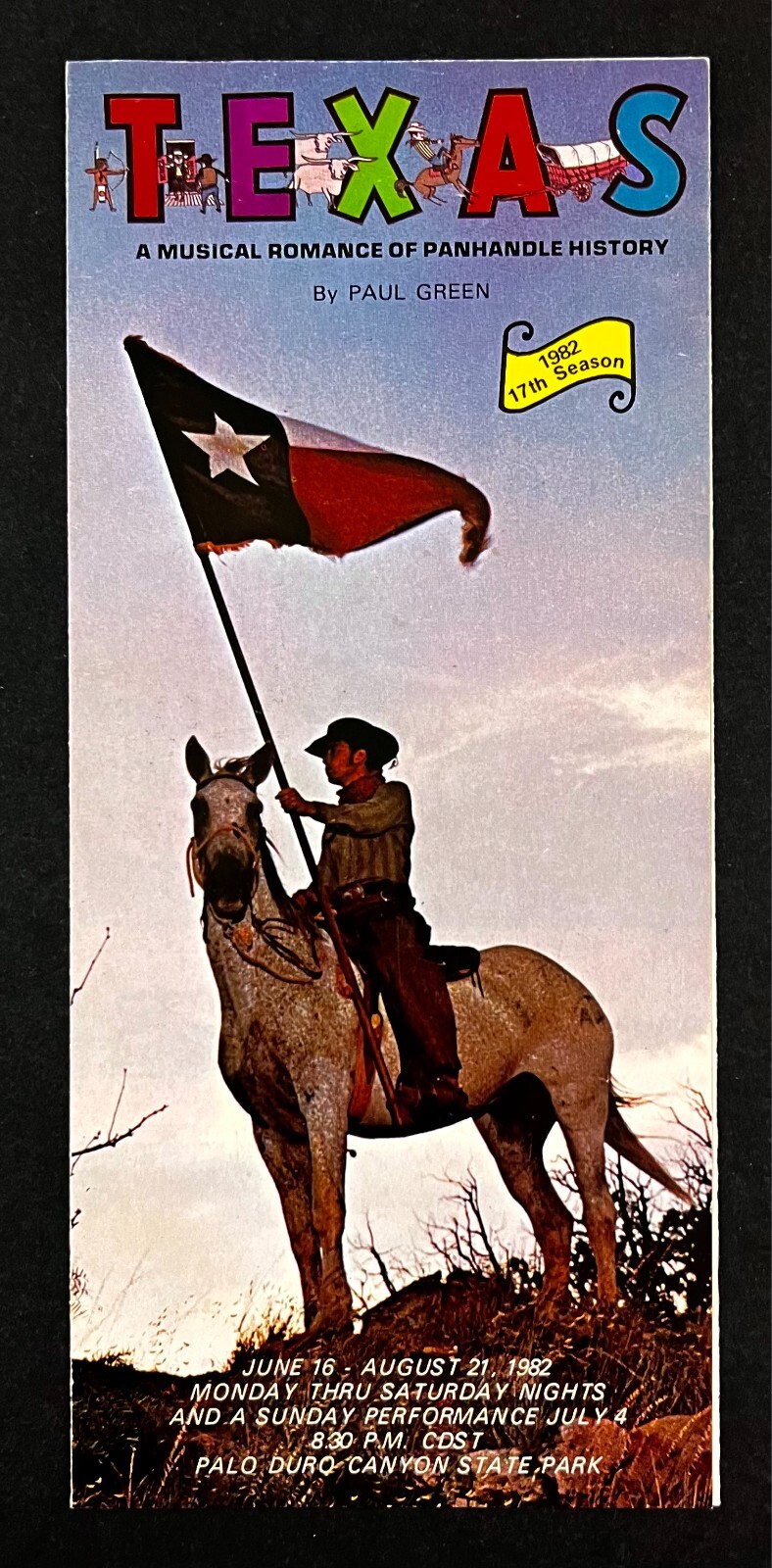 1982 Palo Duro TX Paul Green Texas Musical Outdoor Drama Vintage Season Brochure
