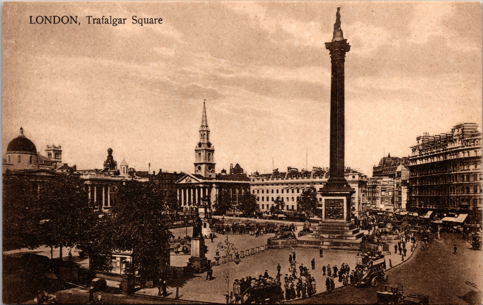 Trafalgar Square London England Vintage Postcard