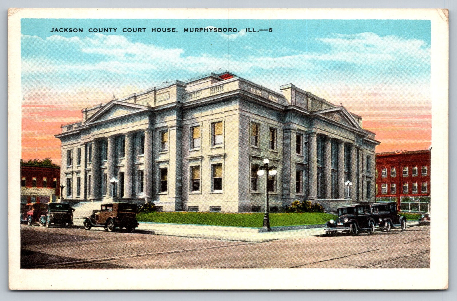 Vintage Jackson County Court House Postcard Murphysboro Illinois 1930s