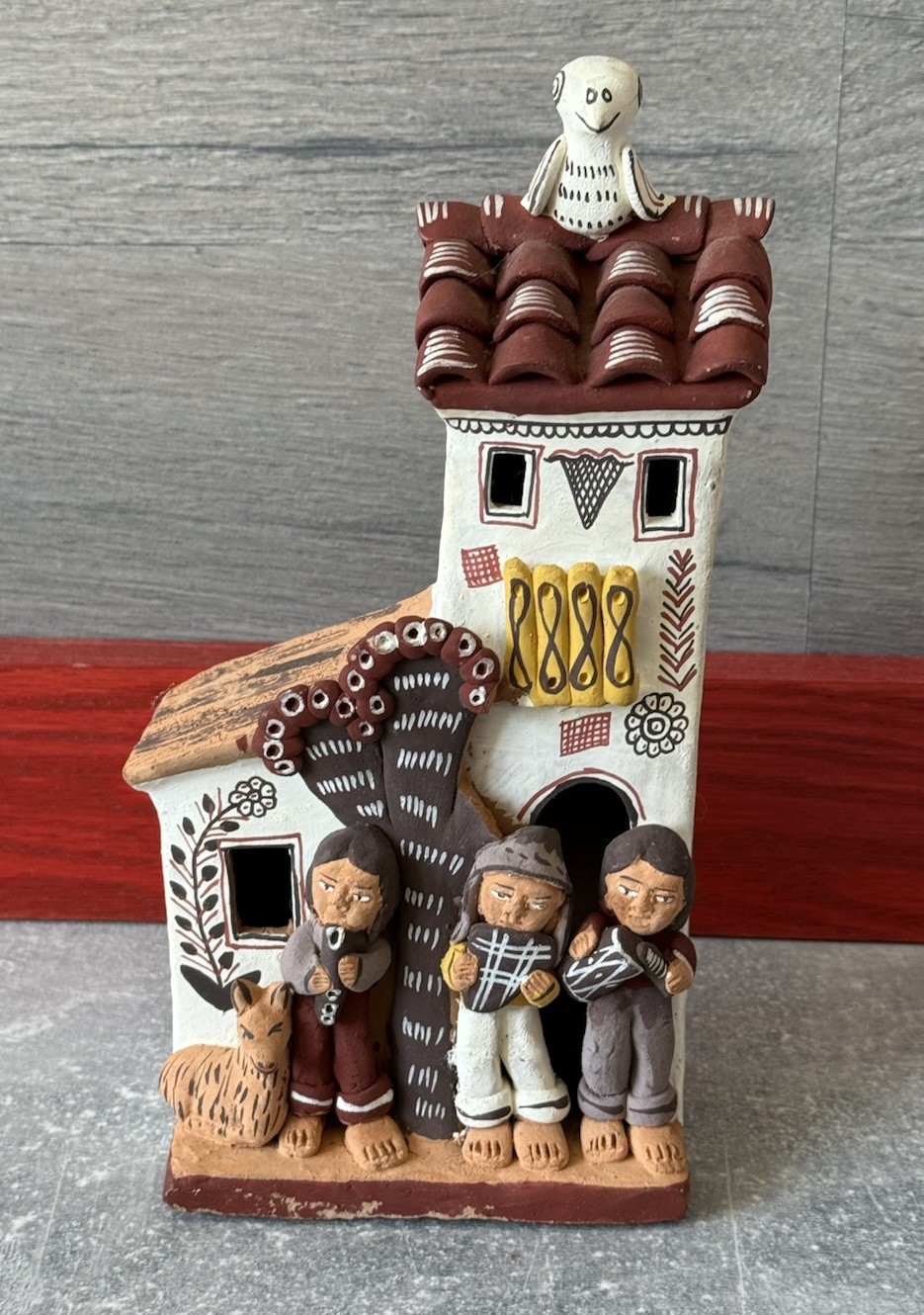 Peru Folk Art Artisan Terra Cotta Redware Clay Ayacucho Pottery Figure Musicians