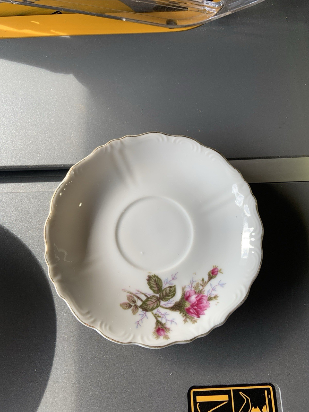 Vintage Pink Red Roses Decorated Saucer - Made In Japan 1950’s