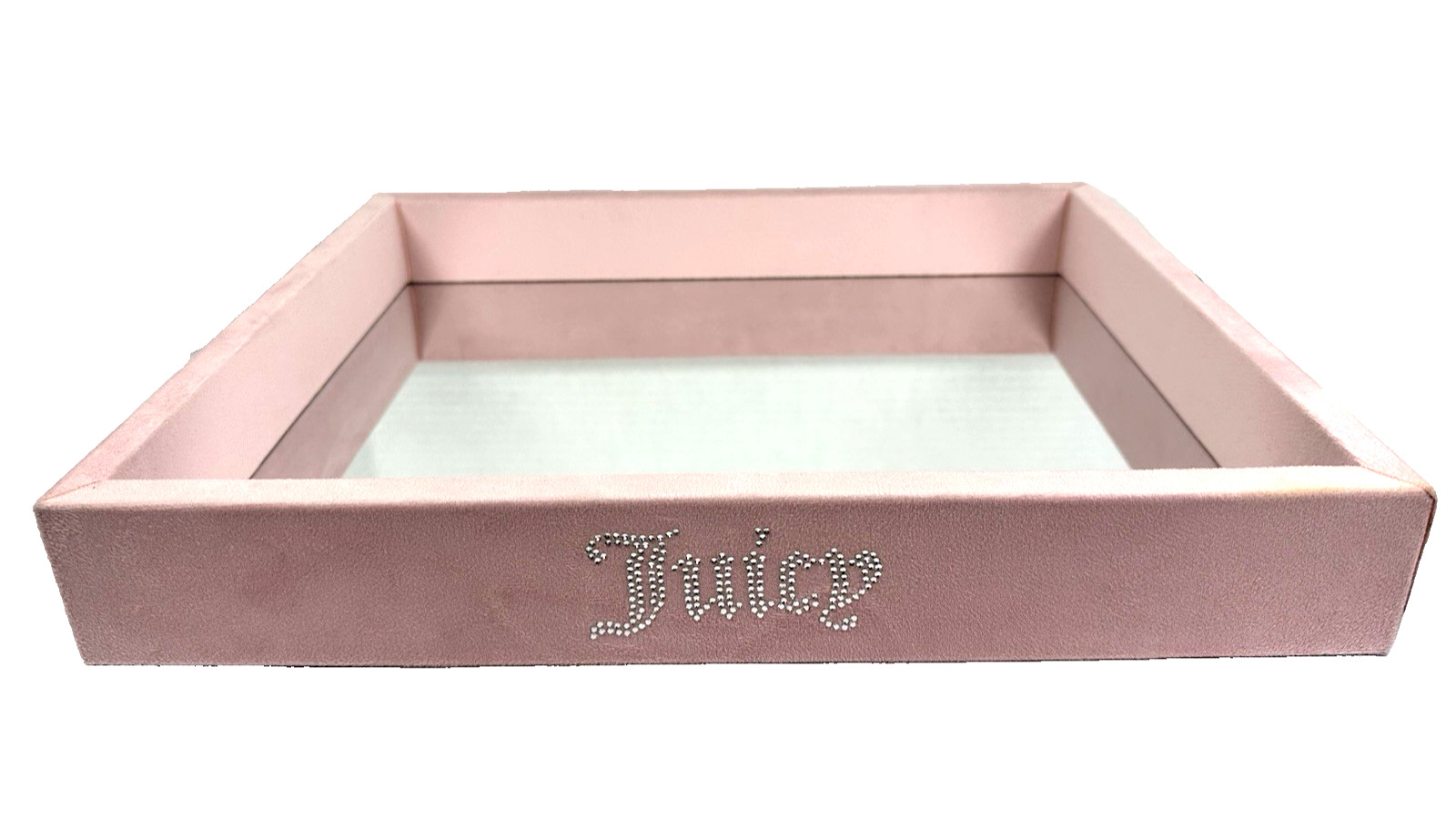 Juicy Couture Home Pink Velour Mirrored Tray Rhinestone Crown Vanity Decor New