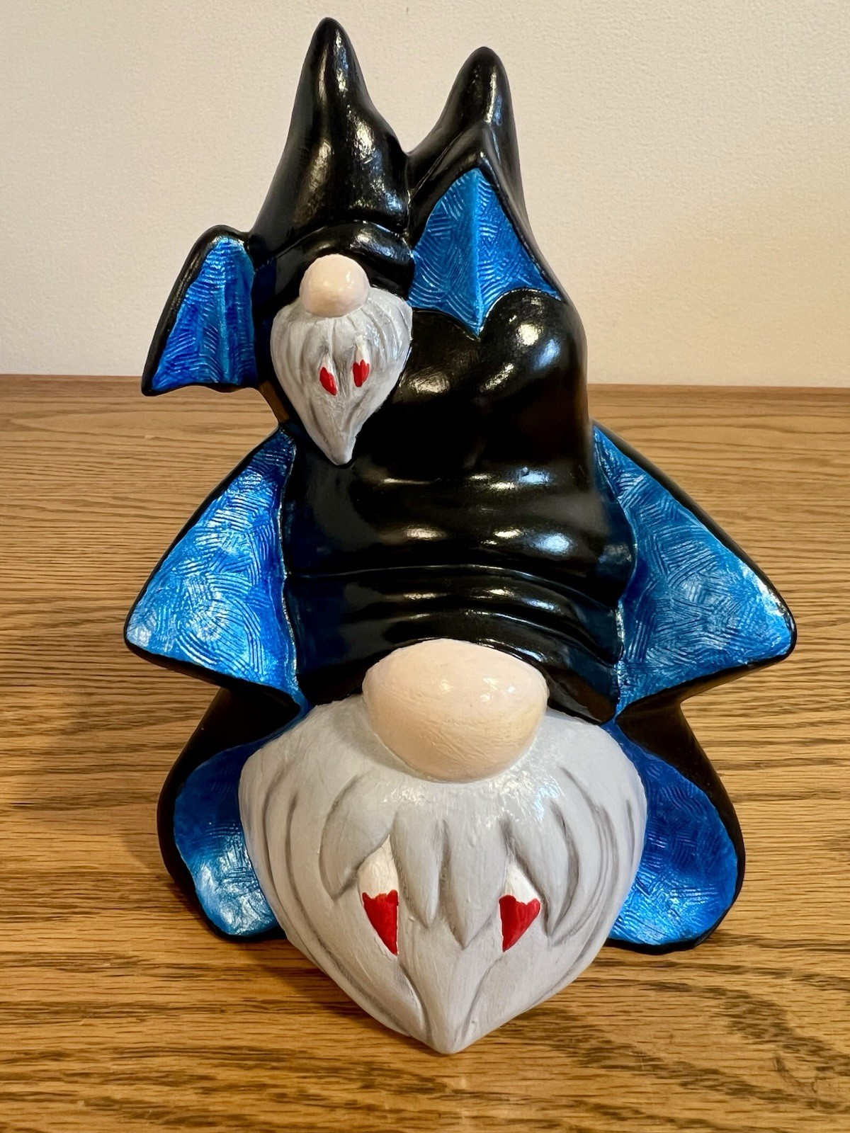 Hand Painted 6.5” Ceramic Dracula Gnome With Small Bat Gnome for Halloween