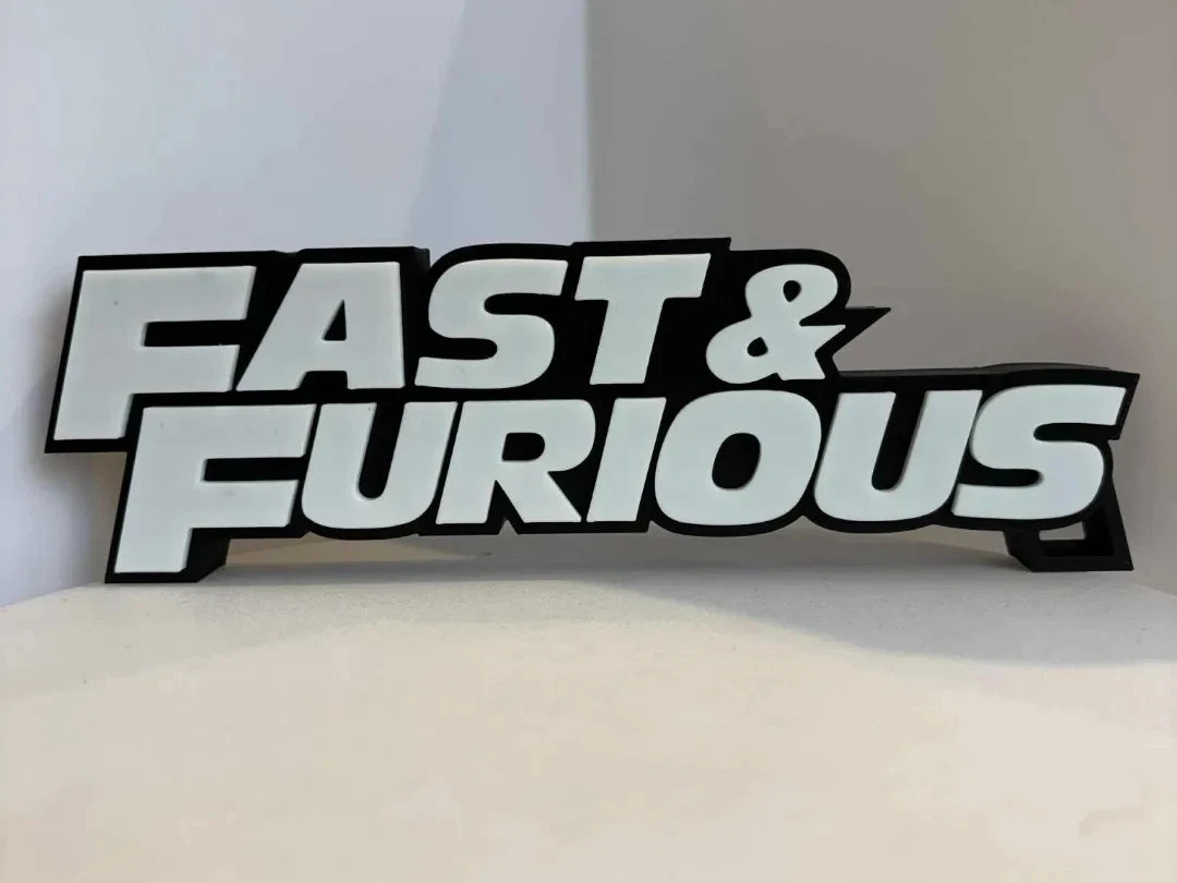 Fast & Furious Movie Logo Sign 3D Printed Shelf Display Collectible Decor