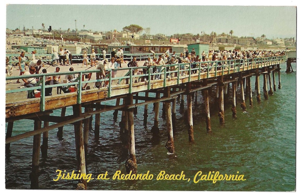 Redondo Beach California c1950\'s Municipal Pier, fishing, Pacific Ocean Redondo Beach California c1950\'s Municipal Pier, fishing, Pacific Ocean
