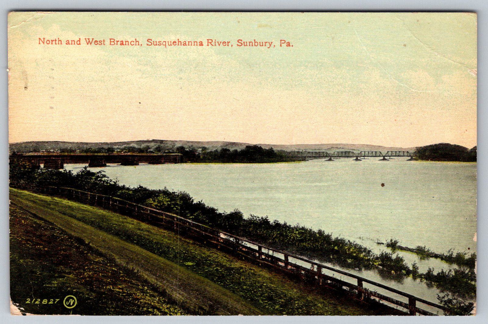 c1910s North West Branch Susquehanna River Sunbury PA Antique Postcard
