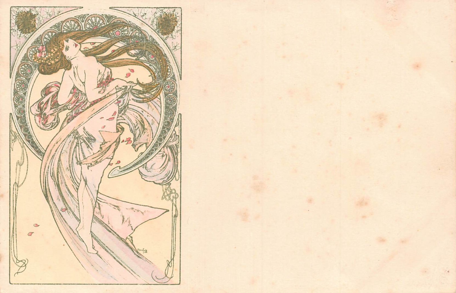 L554 Art Nouveau glamour risque by Alphonse Mucha vintage postcard