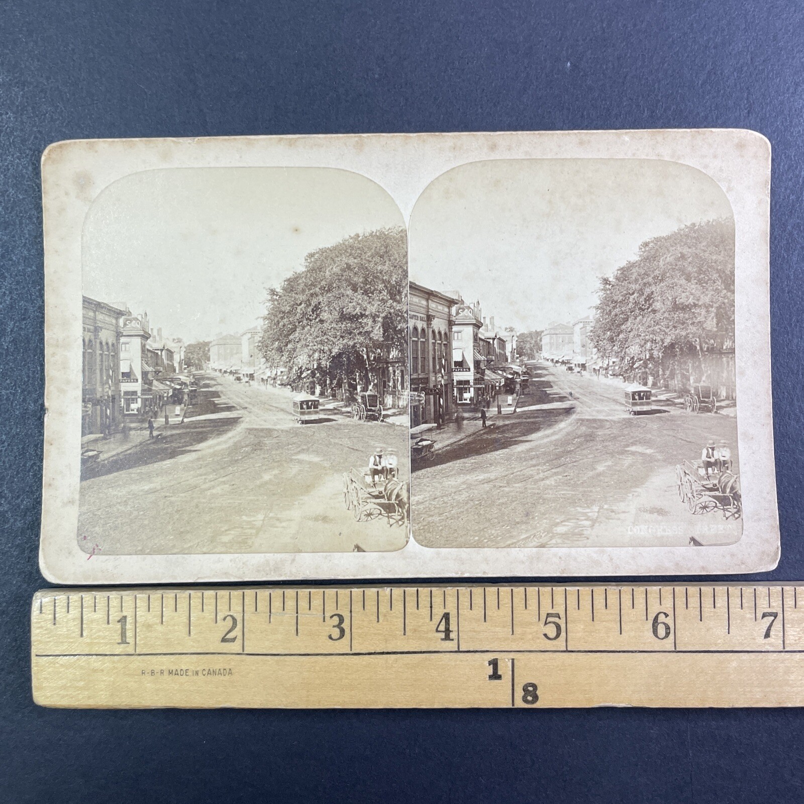 Congress Street Portland Maine Stereoview M.F. King Photographer 1880s
