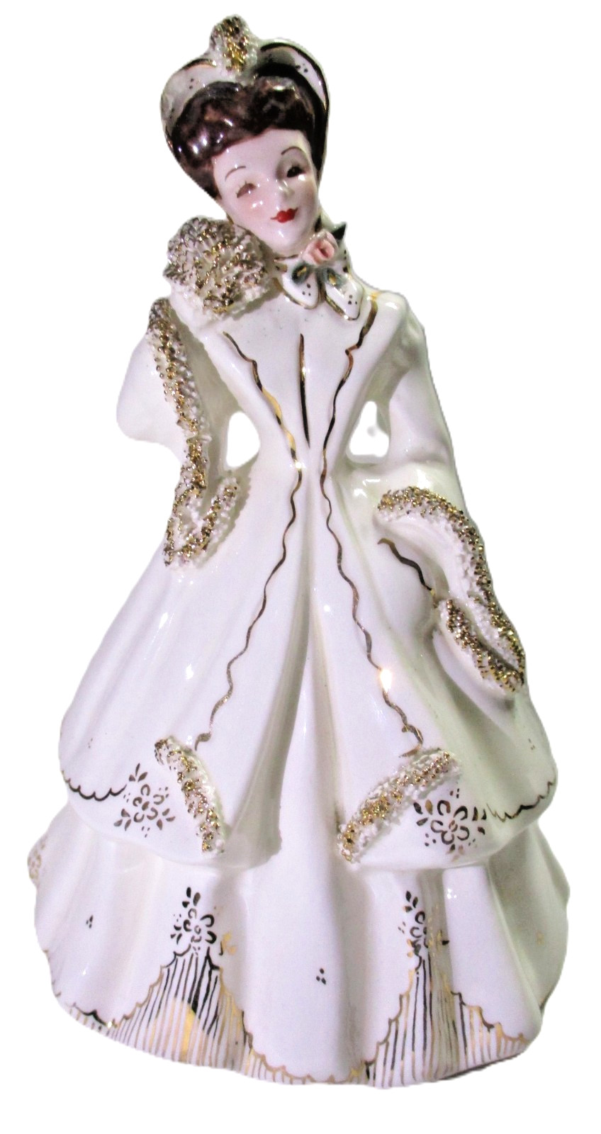 VINTAGE FLORENCE CERAMICS IRENE FIGURINE FIGURE WHITE & GOLD 6\