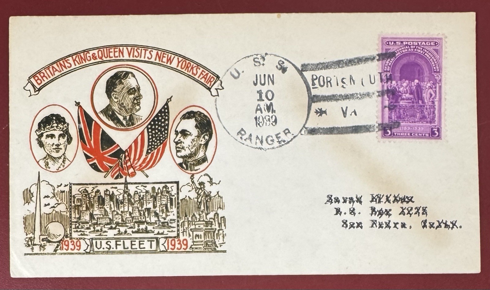 Britain's King and Queen Visits the 1939 N.Y. World's Fair, U.S.S. Ranger Cover