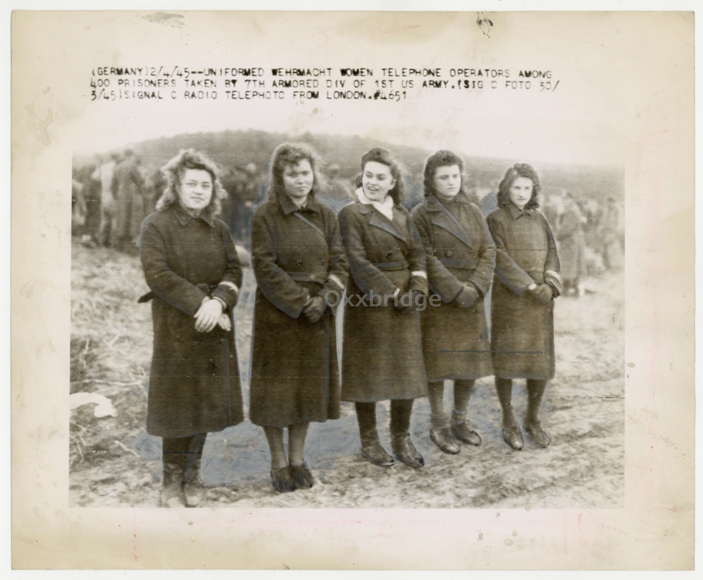 Captured German Female POW\'s 1945 Women Army Prisoners WWII Photo J15270