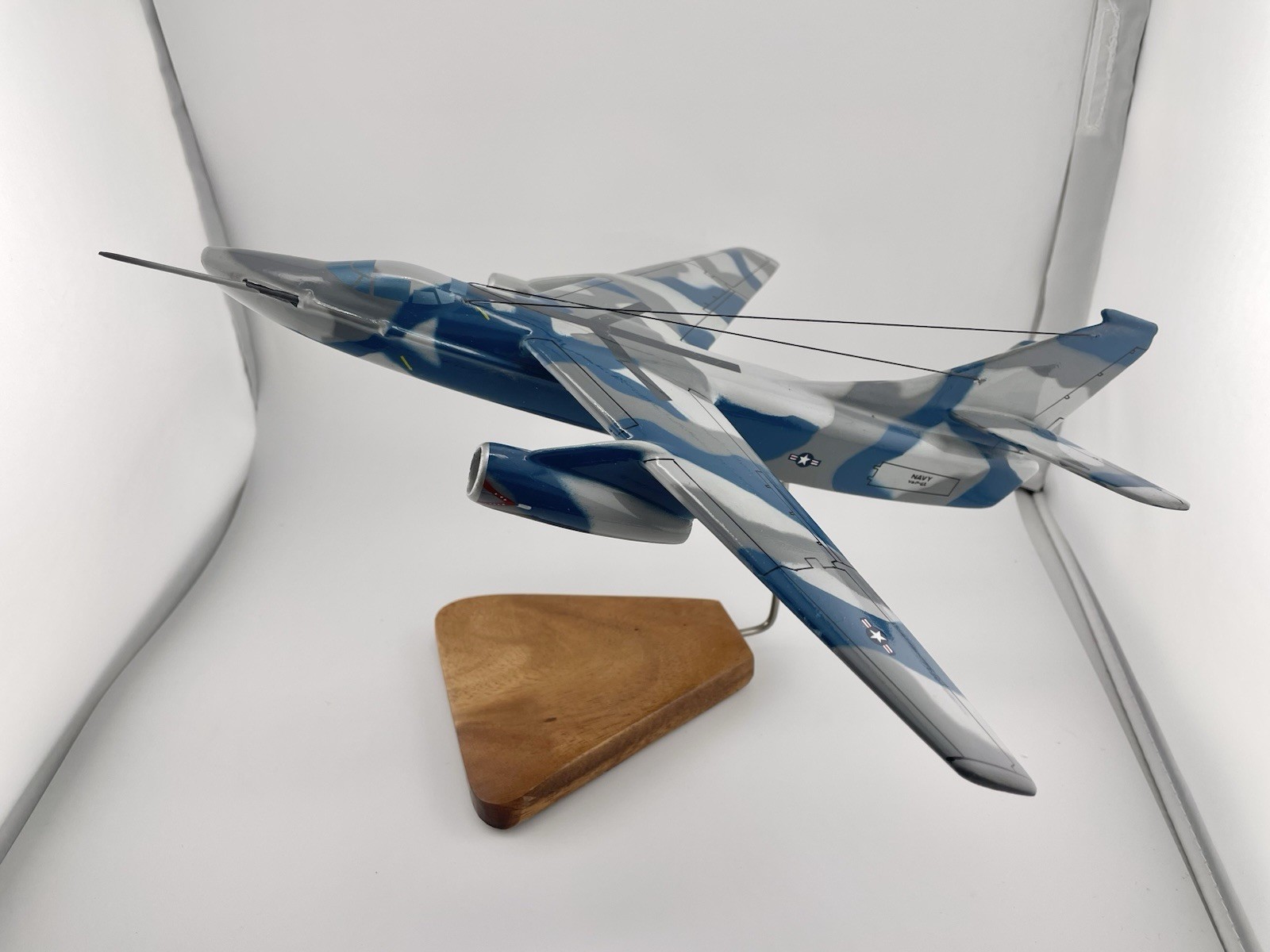 Built A-3B Navy Douglas Sky Warrior Model Airplane Camo Painted On Wood Stand Built A-3B Navy Douglas Sky Warrior Model Airplane Camo Painted On Wood Stand