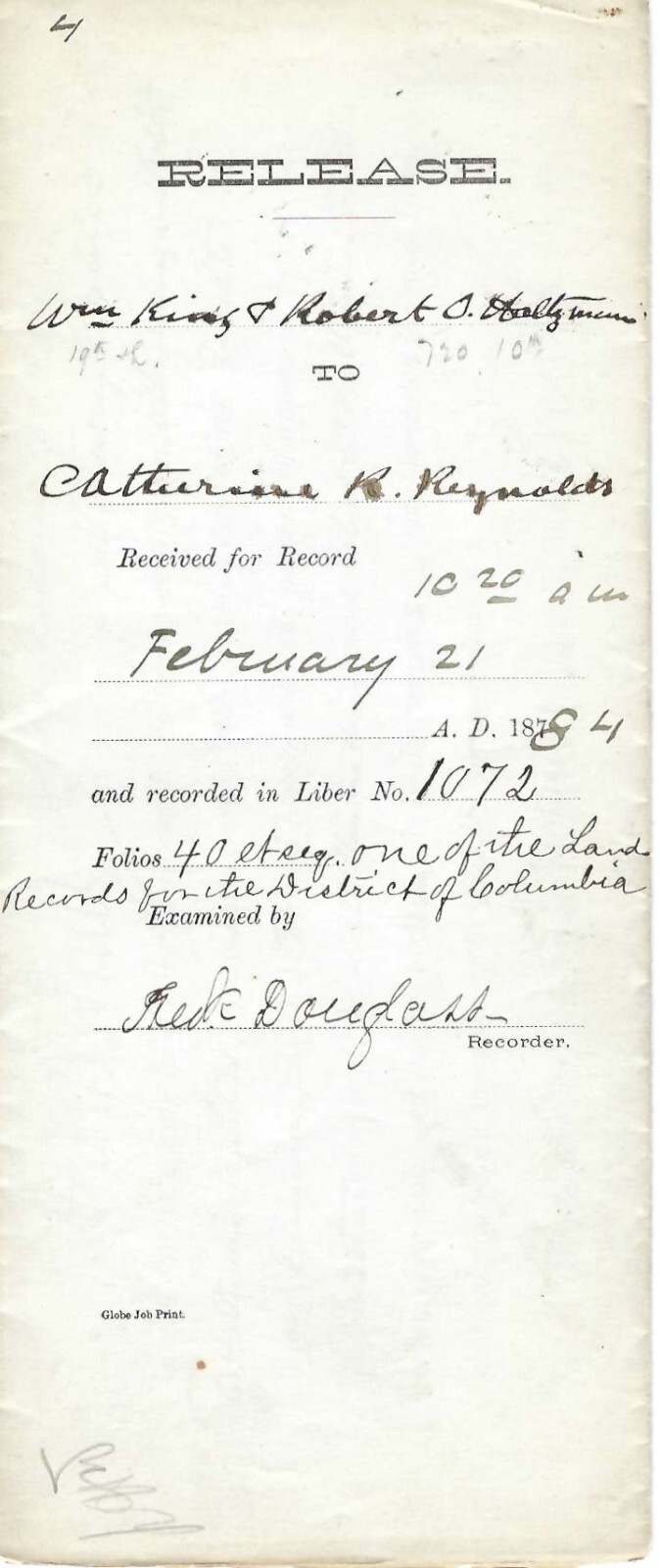Renowned Abolitionist Frederick Douglass Signs Deed For Washington Land