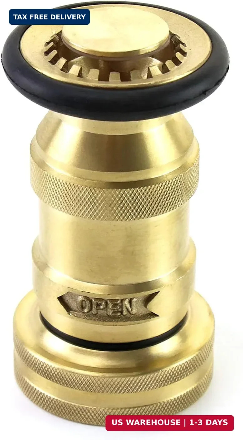 1.5in NST/NH Brass Fire Hose Nozzle Jet Fog Adjustable 85 GPM 100 PSI Water