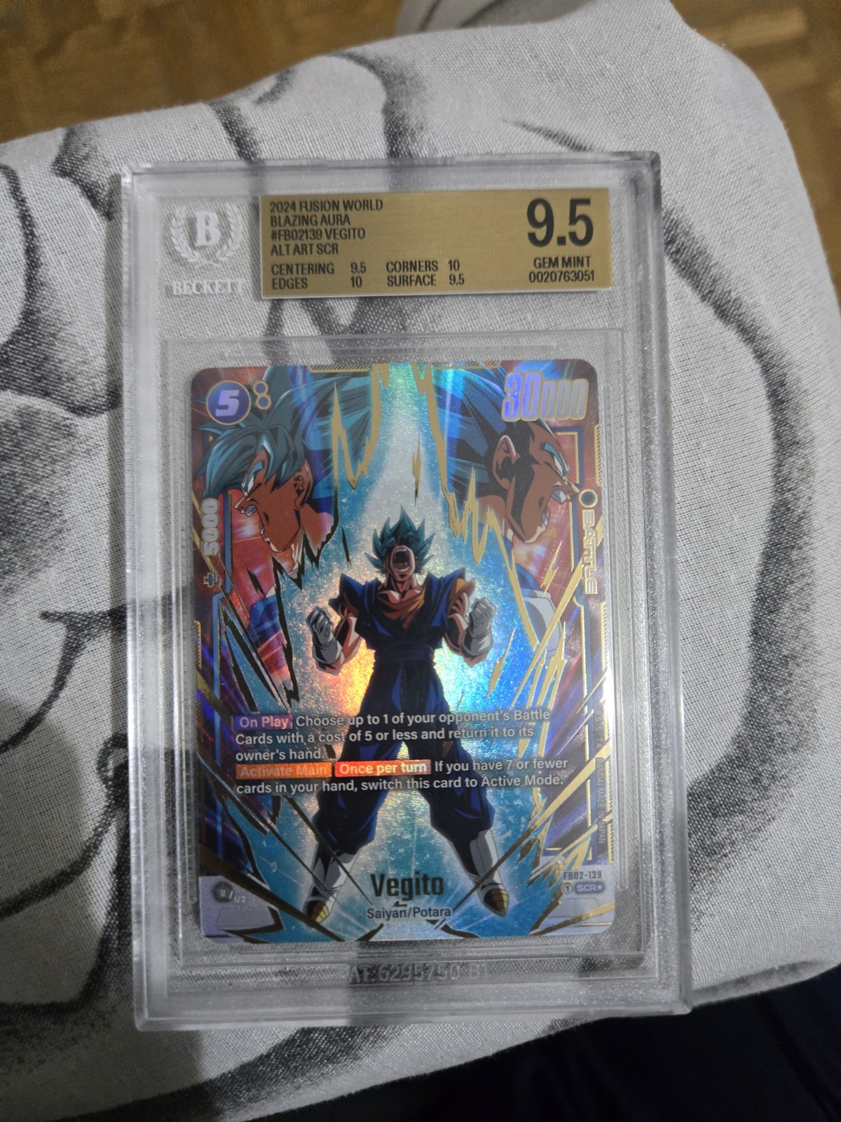 Bandai DBS Fusion World Blazing Aura Vegito FB02-139 SCR Alt Art BGS 9.5
