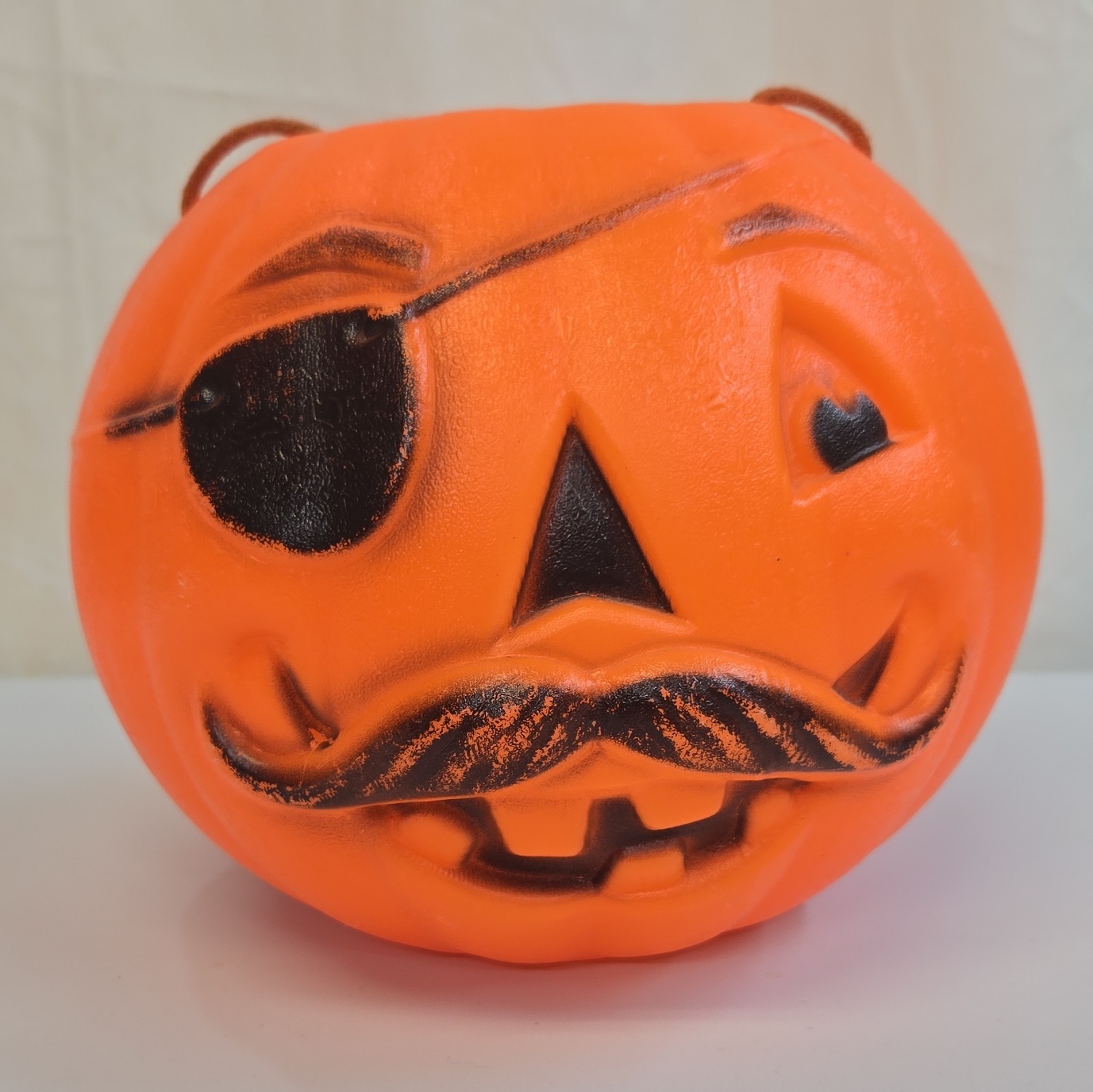 Rare Vintage Jack-o\'-Lantern Pirate Blow Mold Candy Bucket   Made in U S A