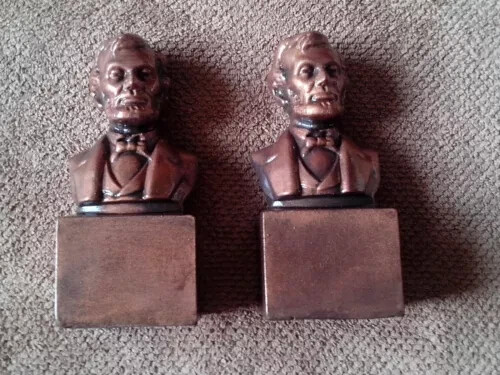 BRAND NEW SOLID PAIR OF FIBERGLASS-BRONZE ABRAHAM LINCOLN BOOKENDS
