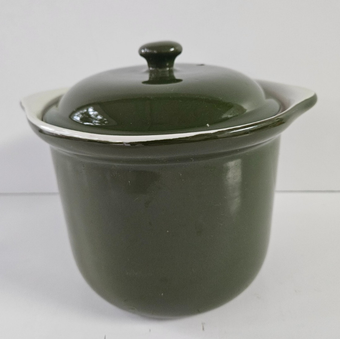 HALL Pottery - #475 VENTED-LID SOUP CROCK/BOWL Olive Green 7 