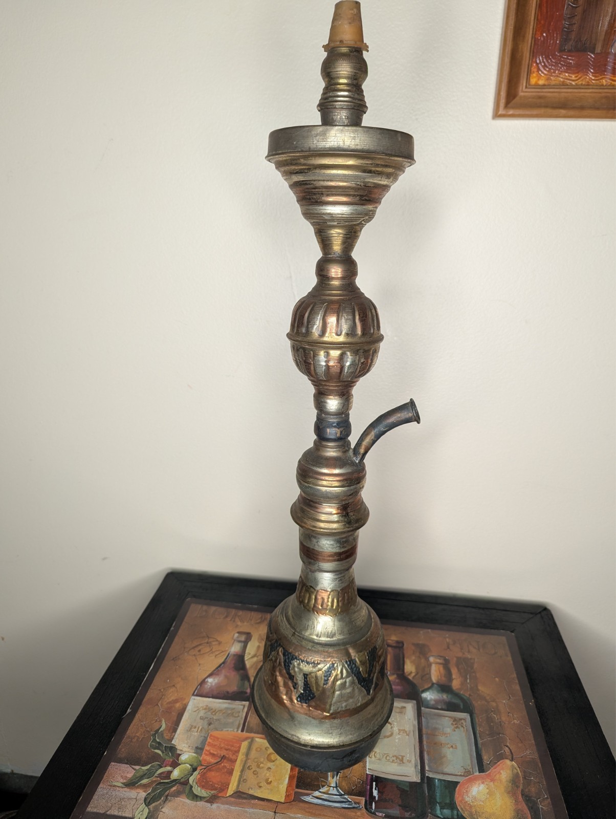 Vintage Ornate Brass Hookah with Hose – Approx. 2 Feet Tall