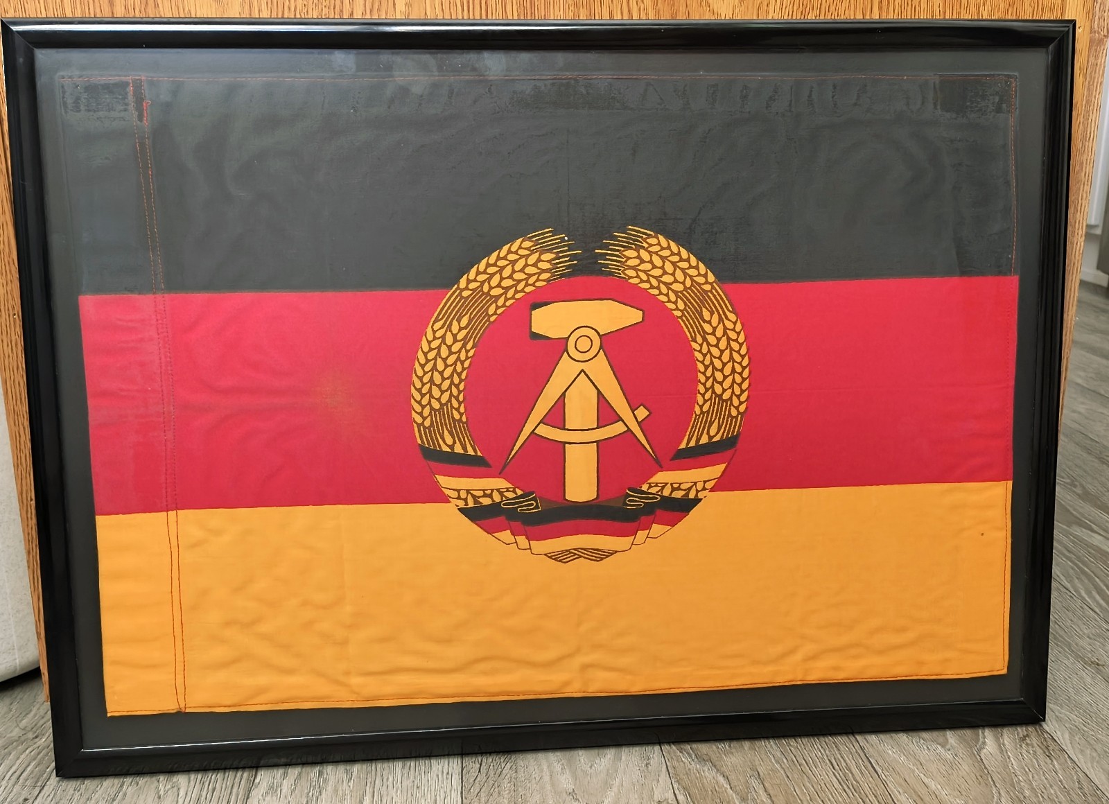 Vintage Flag East German Democratic Republic DDR Cold War Communism Framed WWII