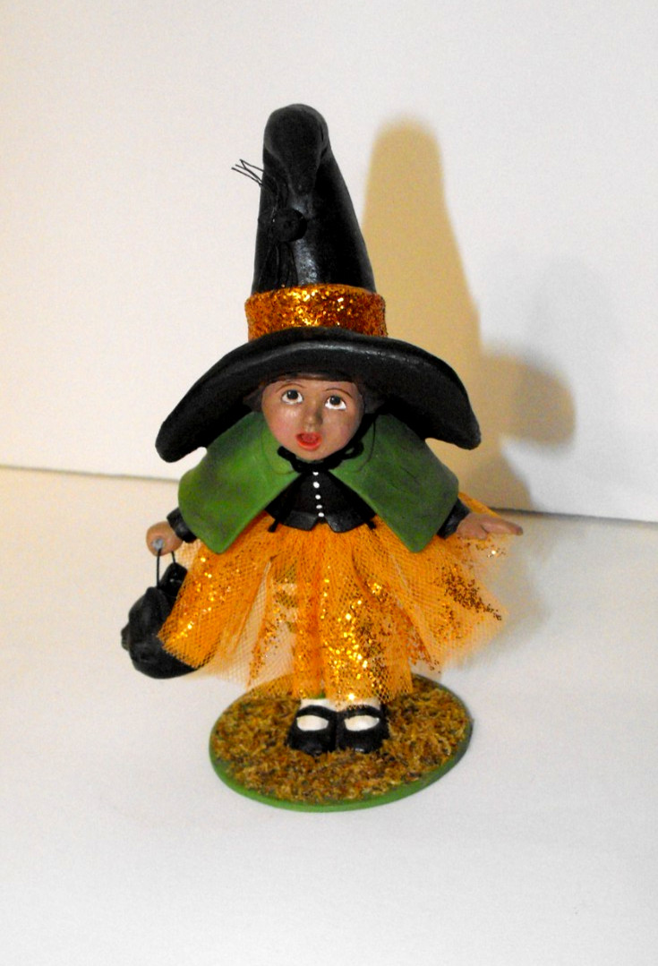 Bethany Lowe Little Lavinia Witch Spider Cat Bucket Retired Vintage