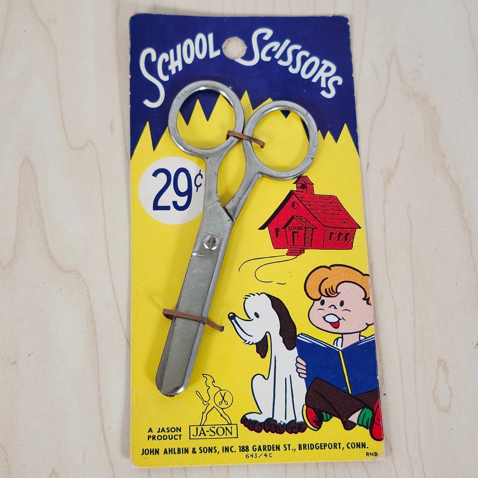 Vintage Ja-Son School Scissors 29 Cent Price Tag Original Cardboard Packaging