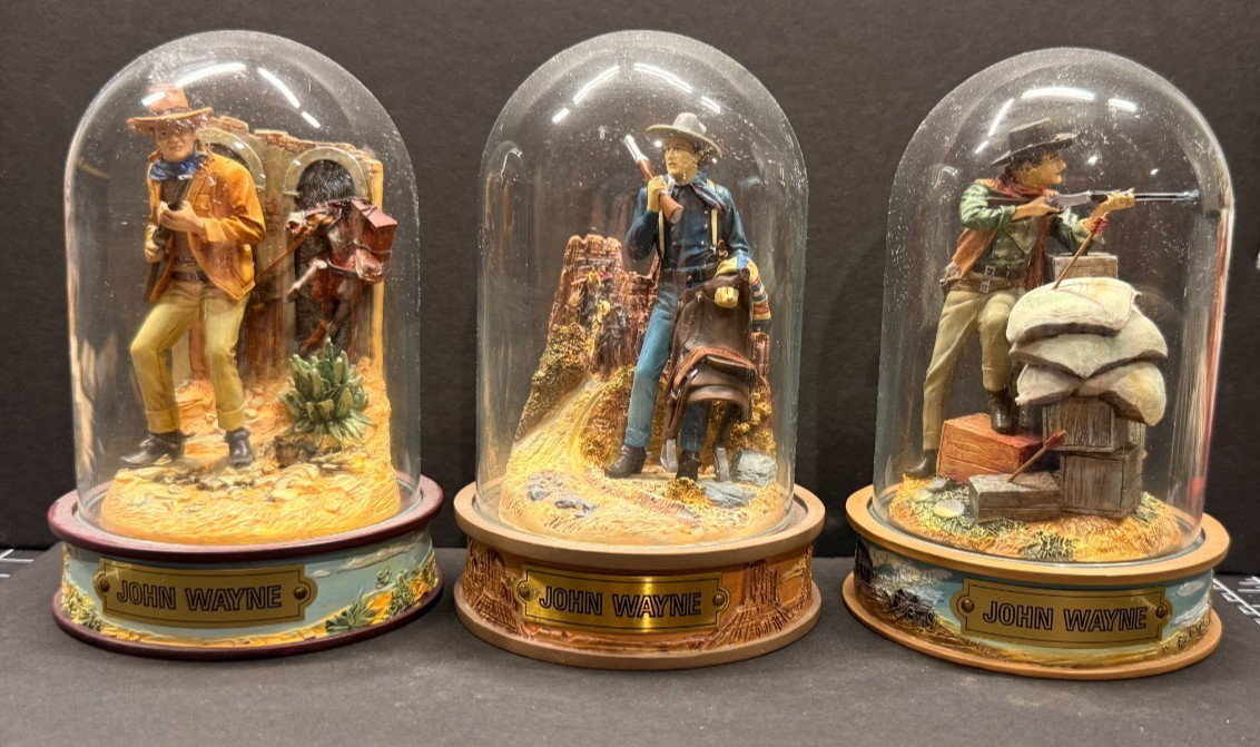 JOHN WAYNE Franklin Mint Dome Figurines LOT OF 3 Big Jake, Comancheros, Stag - 2