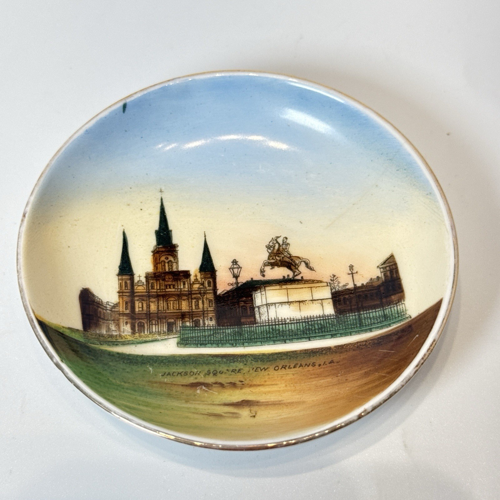 NEW ORLEANS LA LOUISIANA Antique JACKSON SQUARE Souvenir TRINKET DISH PLATE NEW ORLEANS LA LOUISIANA Antique JACKSON SQUARE Souvenir TRINKET DISH PLATE