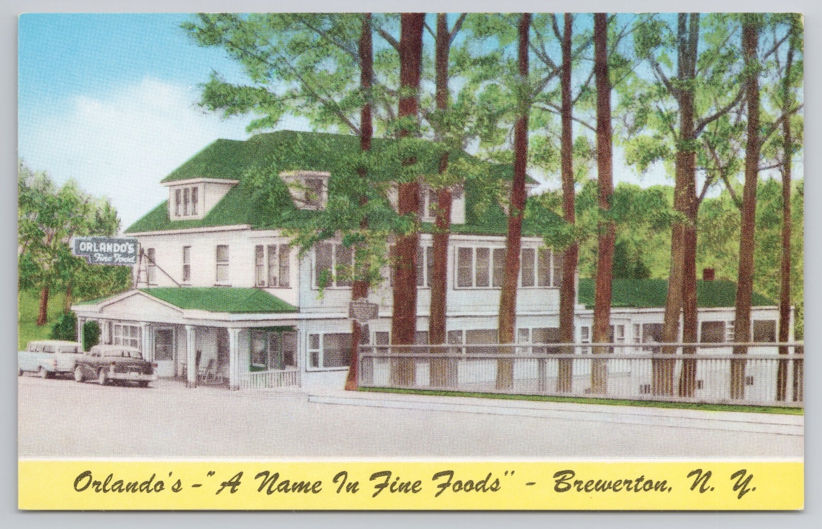 Orlando's Restaurant Brewerton New York NY 1950s Postcard Cars