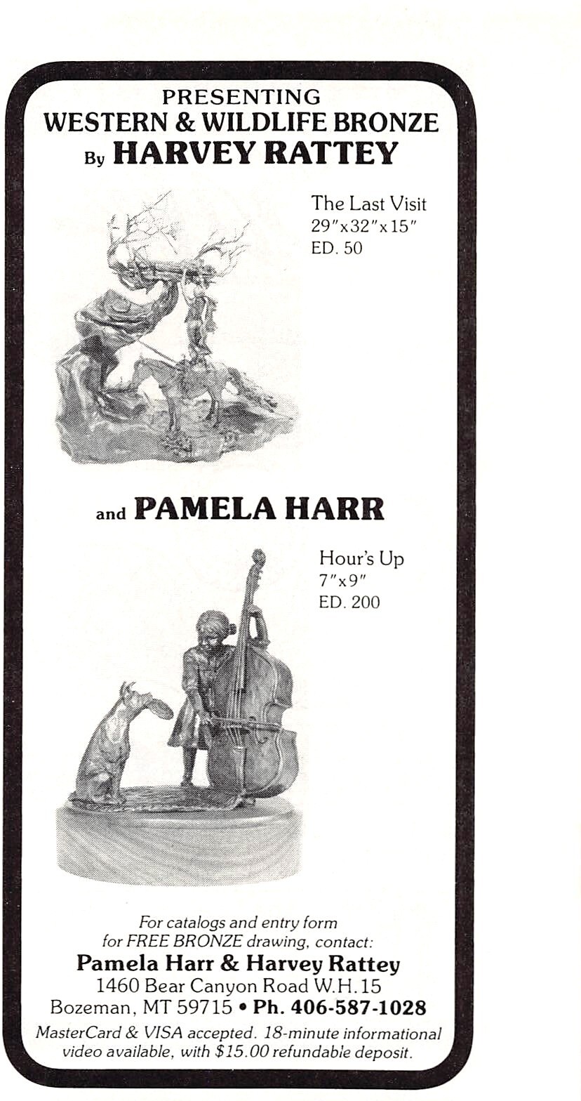 Harvey Rattey Pamela Harr Western & Wildlife Bronze Figures Vtg Mag Print Ad