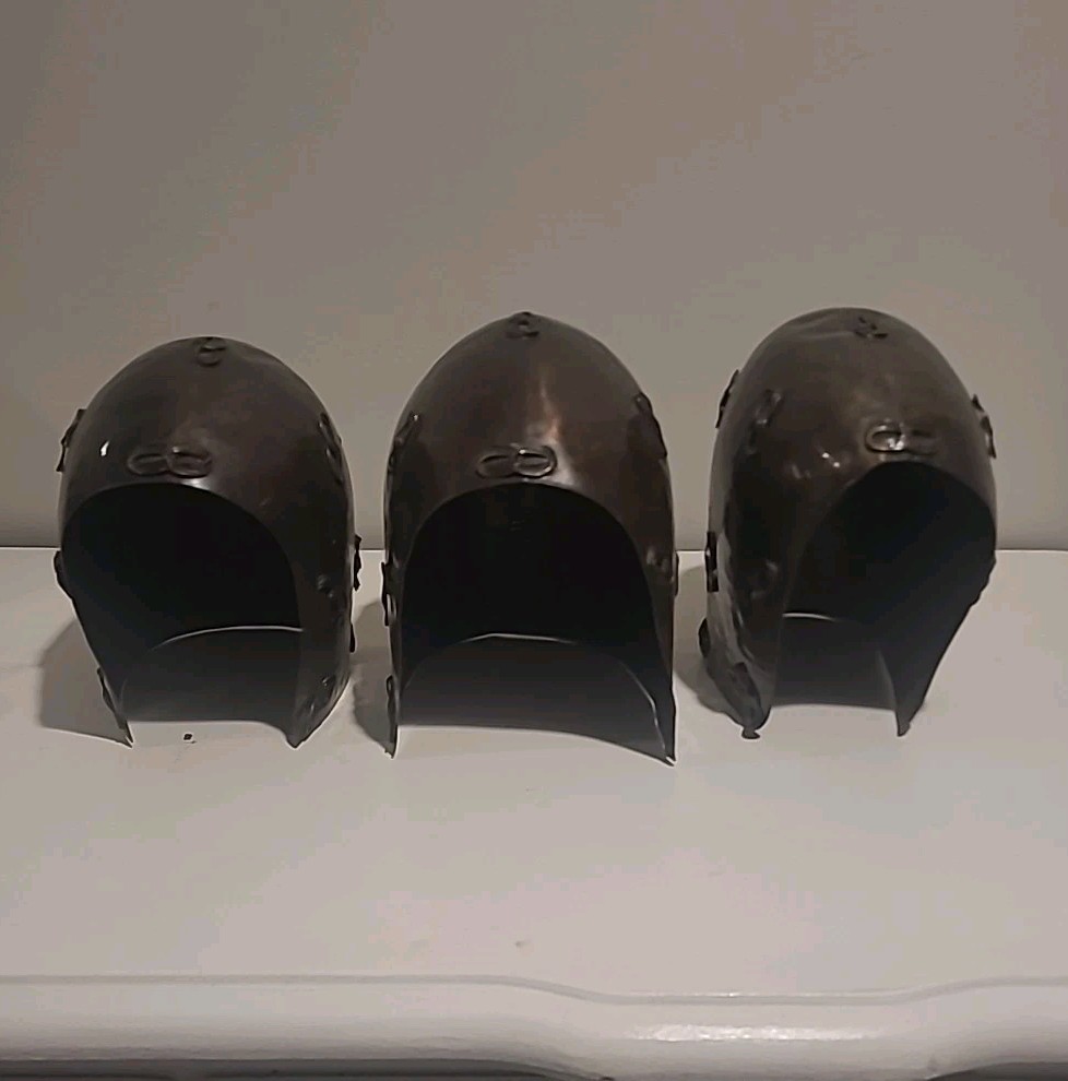 Helmet Medieval Set Of Three Helmet , Bronze Handmade. VINTAGE COLLECTION Helmet Medieval Set Of Three Helmet , Bronze Handmade. VINTAGE COLLECTION