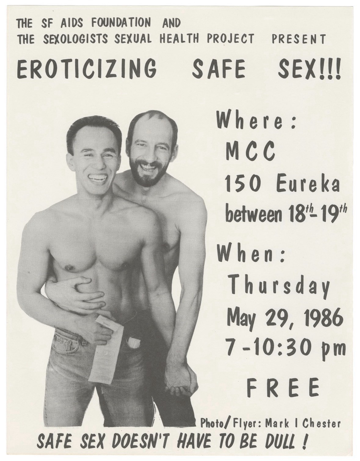 1986 SF AIDS Foundation Eroticizing Safe Sex Flyer Mark I. Chester Gay History