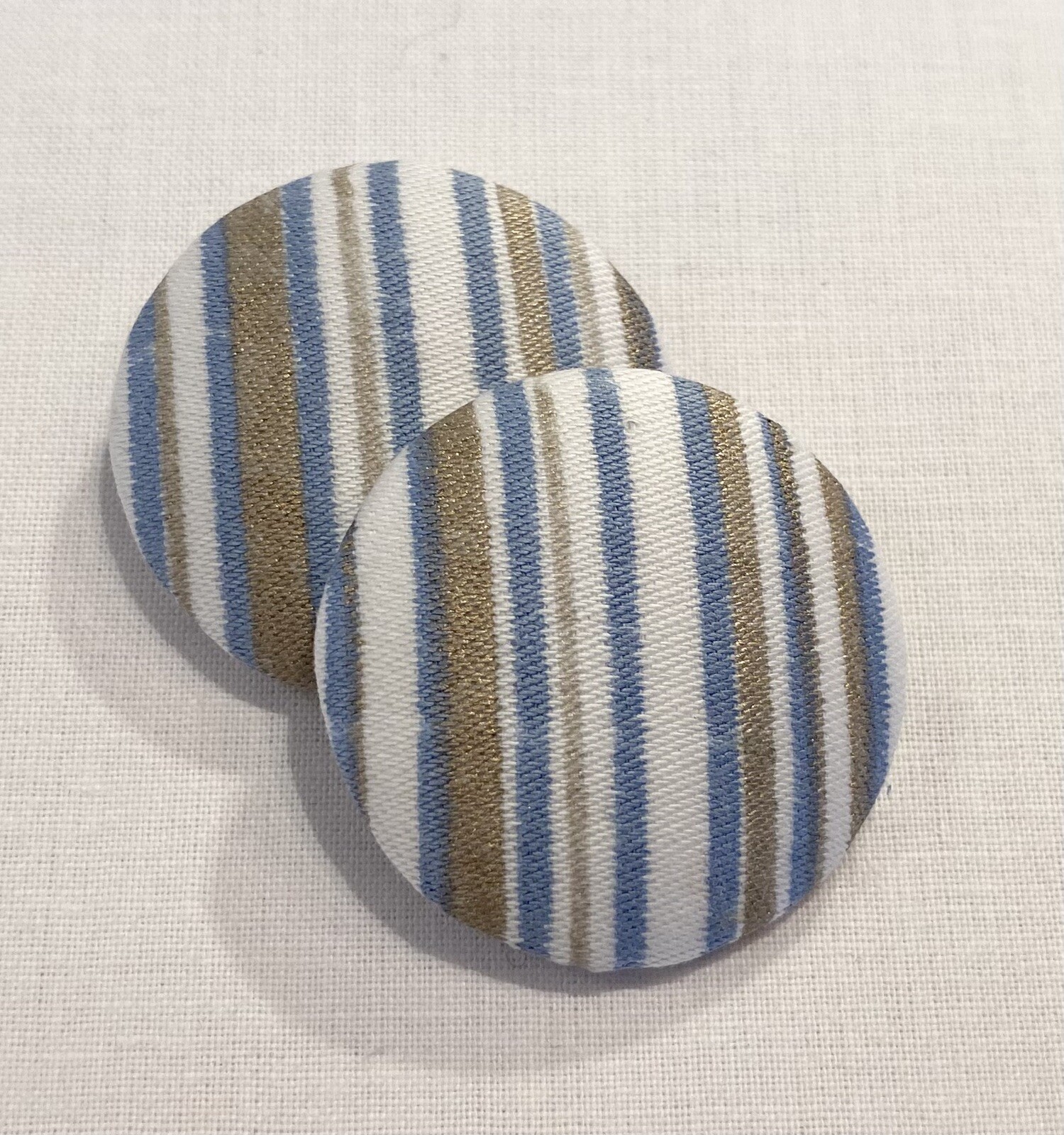 TWO FORTUNY BLUE WHITE SILVERY GOLD STRIPES \