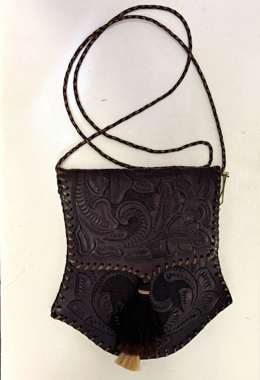 Chaya Santa Fe Brown Hand Embossed Floral Western Shoulder Bag Tassel Magnetic 