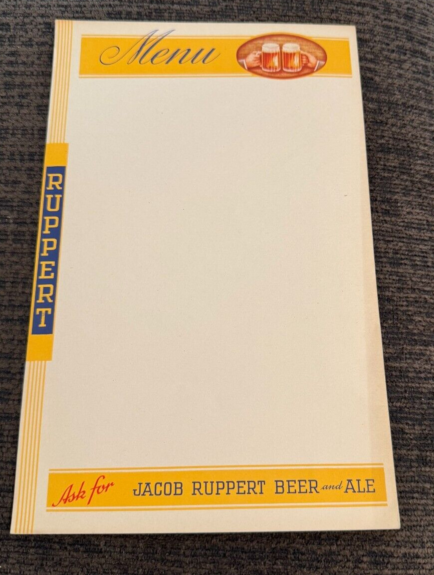 C) RUPPERT KNICKERBOCKER BEER PAPER MENU INSERT SHEET RUPPERT BRG CO NEW YORK NY