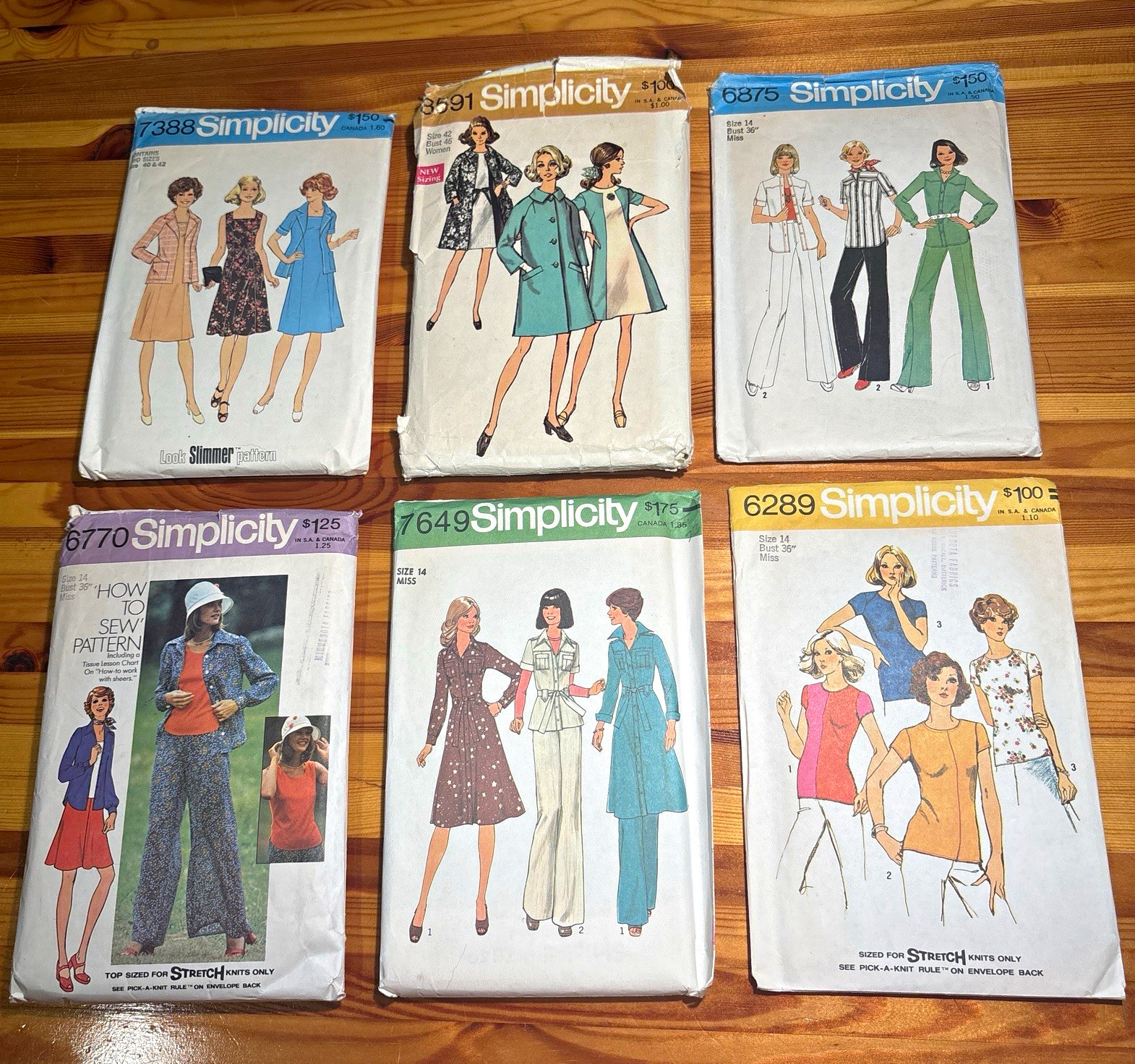 Vintage 1960s–1970s Simplicity Sewing Patterns Lot of 6 – Misses Mod & Retro Vintage 1960s–1970s Simplicity Sewing Patterns Lot of 6 – Misses Mod & Retro